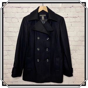 New York & Company Wool Blend Navy Blue Peacoat Size 8